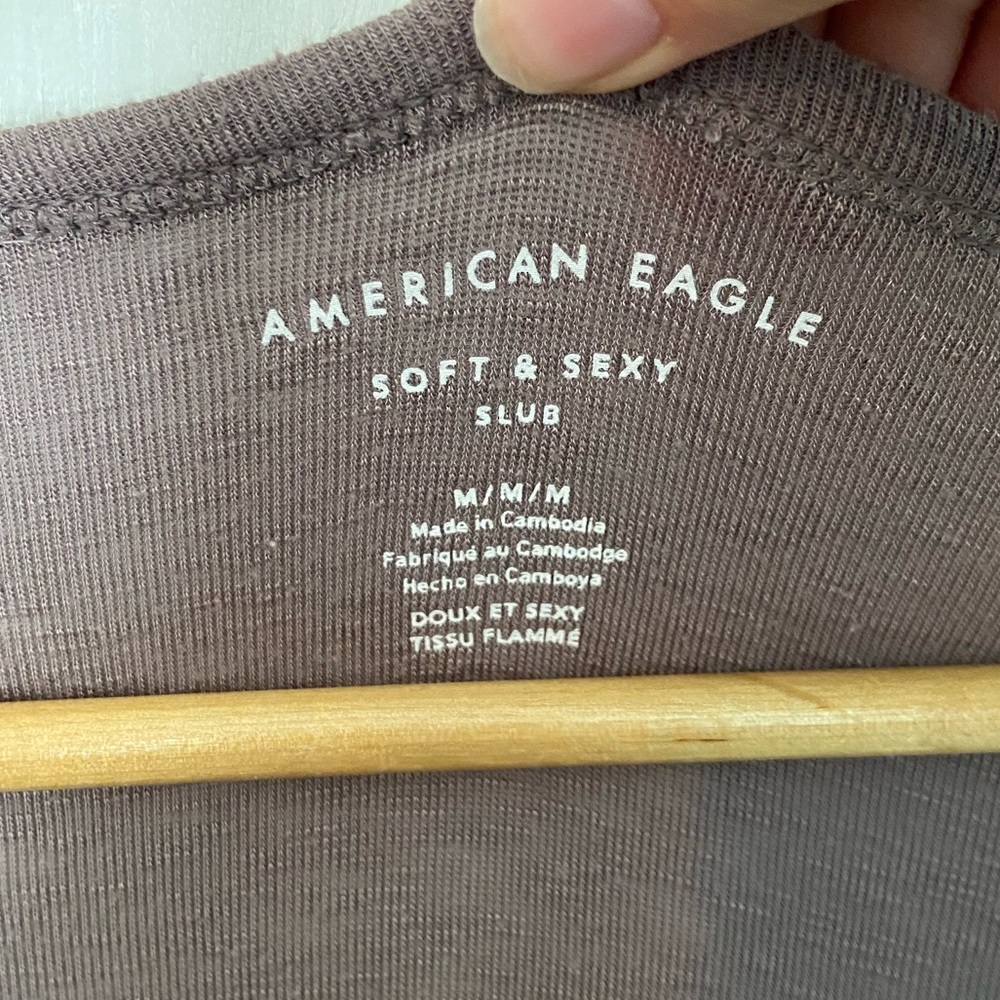 American Eagle Lace Up Oversized Soft & Sexy Slub Babydoll top - Picture 5 of 6